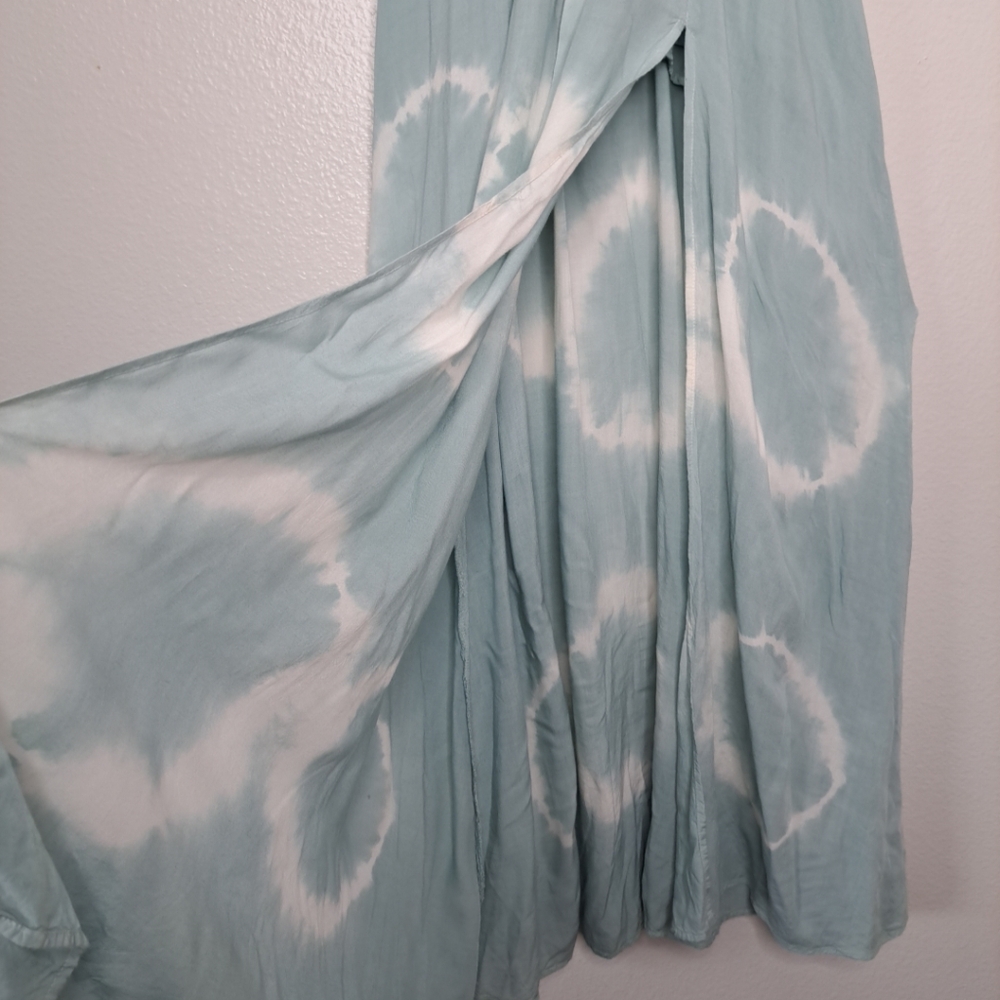 Lulus Womens Tie-Dye Dusty Sage  Kimono Slv Wrap Maxi Dress Pullover Oversized S - Picture 7 of 15